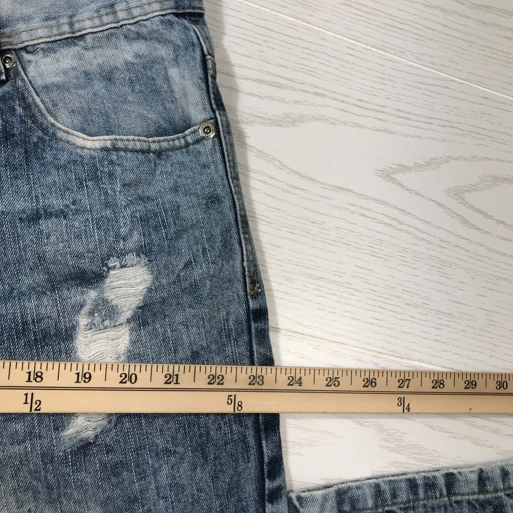 Southpole Jeans Men 38x34 Blue Acid Wash Grunge Moto Distressed 100% Cotton Y2K